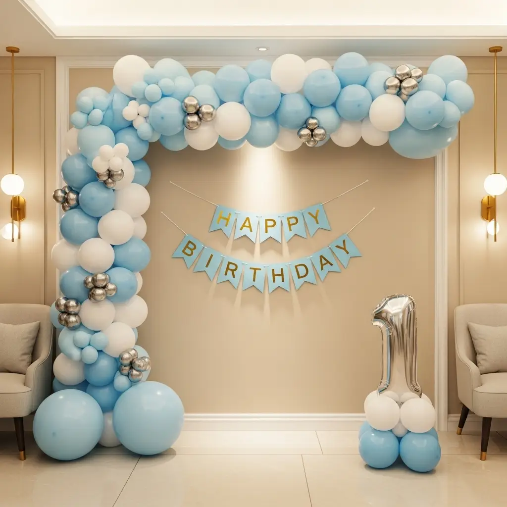 Blue Balloon Kids Birthday Decoration